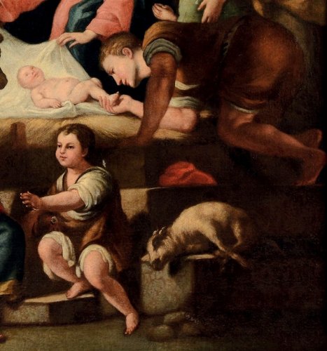 Francesco Solimena (1657 - 1747), atelier - L'Adoration des bergers, XVIIe siècle - Romano Ischia